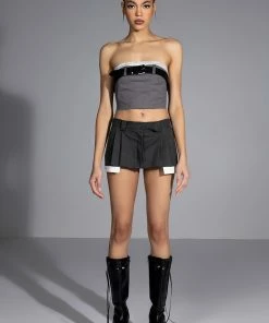 KISSES TAILORED SKORT -FINESSE-shop giovana tailored skort charcoal grey 3 3