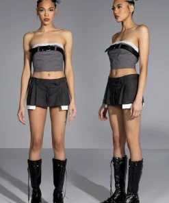 KISSES TAILORED SKORT -FINESSE-shop giovana tailored skort charcoal grey 5 5