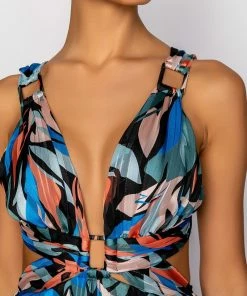 GIRL PLEASE WIDE LEG JUMPSUIT -FINESSE-shop girl please wide leg jumpsuit blue multi 5 5