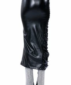 GIULIA FAUX LEATHER ZIPPER DETAIL MAXI SKIRT 20 GIULIA FAUX LEATHER ZIPPER DETAIL MAXI SKIRT -FINESSE-shop giulia faux leather zipper detail maxi skirt black 10 10