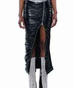 GIULIA FAUX LEATHER ZIPPER DETAIL MAXI SKIRT