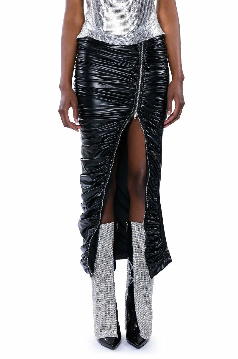 GIULIA FAUX LEATHER ZIPPER DETAIL MAXI SKIRT 1 GIULIA FAUX LEATHER ZIPPER DETAIL MAXI SKIRT