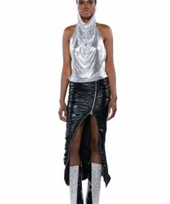 GIULIA FAUX LEATHER ZIPPER DETAIL MAXI SKIRT 13 GIULIA FAUX LEATHER ZIPPER DETAIL MAXI SKIRT -FINESSE-shop giulia faux leather zipper detail maxi skirt black 3 3