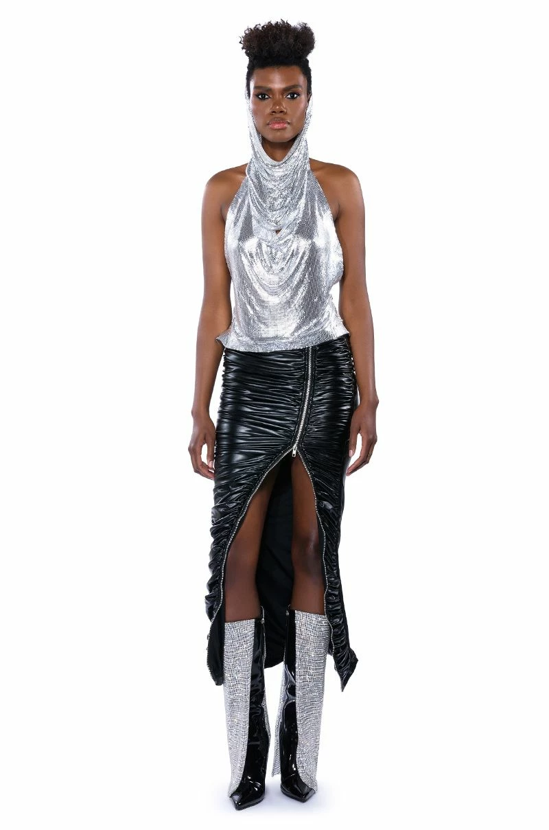 GIULIA FAUX LEATHER ZIPPER DETAIL MAXI SKIRT 3 GIULIA FAUX LEATHER ZIPPER DETAIL MAXI SKIRT - Image 3