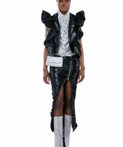 GIULIA FAUX LEATHER ZIPPER DETAIL MAXI SKIRT 14 GIULIA FAUX LEATHER ZIPPER DETAIL MAXI SKIRT -FINESSE-shop giulia faux leather zipper detail maxi skirt black 4 4
