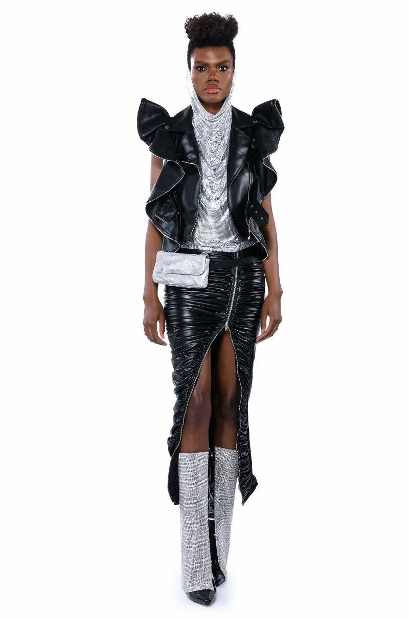 GIULIA FAUX LEATHER ZIPPER DETAIL MAXI SKIRT 4 GIULIA FAUX LEATHER ZIPPER DETAIL MAXI SKIRT - Image 4