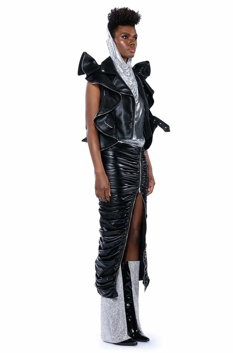 GIULIA FAUX LEATHER ZIPPER DETAIL MAXI SKIRT 6 GIULIA FAUX LEATHER ZIPPER DETAIL MAXI SKIRT - Image 6