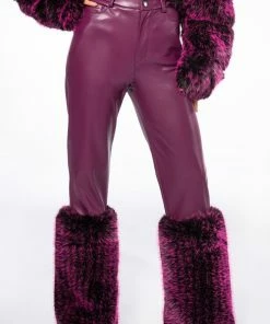 GIULIA 3D FAUX LEATHER FUR PANTS