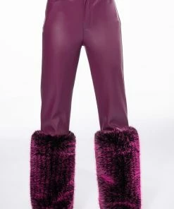 GIULIA 3D FAUX LEATHER FUR PANTS -FINESSE-shop giulia three dee faux leather fur pants purple 3 3