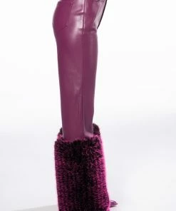GIULIA 3D FAUX LEATHER FUR PANTS -FINESSE-shop giulia three dee faux leather fur pants purple 4 4