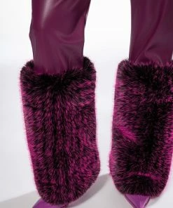 GIULIA 3D FAUX LEATHER FUR PANTS -FINESSE-shop giulia three dee faux leather fur pants purple 6 6