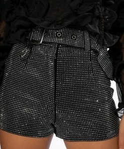 GLAM FOR DAYS RHINESTONE SHORTS -FINESSE-shop glam for days rhinestone shorts black 8 8