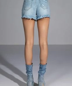 GLAMOROUS LIFE RHINESTONE JEAN SHORTS -FINESSE-shop glamorous life rhinestone jean shorts medium blue denim 6 6