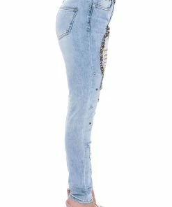 GLAMOUR RHINESTONE SKINNY JEANS -FINESSE-shop glamour rhinestone skinny jeans light blue denim 6 6 c1