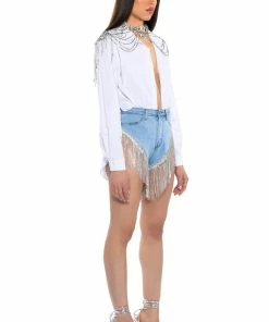 GONNA LOVE ME WATERFALL RHINESTONE DENIM SHORT 12 GONNA LOVE ME WATERFALL RHINESTONE DENIM SHORT -FINESSE-shop gonna love me waterfall rhinestone denim short light blue denim 4 4 c1