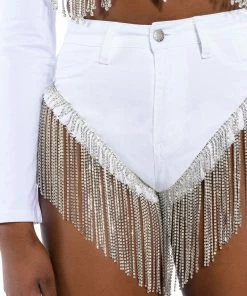 GONNA LOVE ME WATERFALL RHINESTONE DENIM SHORT 25 GONNA LOVE ME WATERFALL RHINESTONE DENIM SHORT -FINESSE-shop gonna love me waterfall rhinestone denim short white 10 10