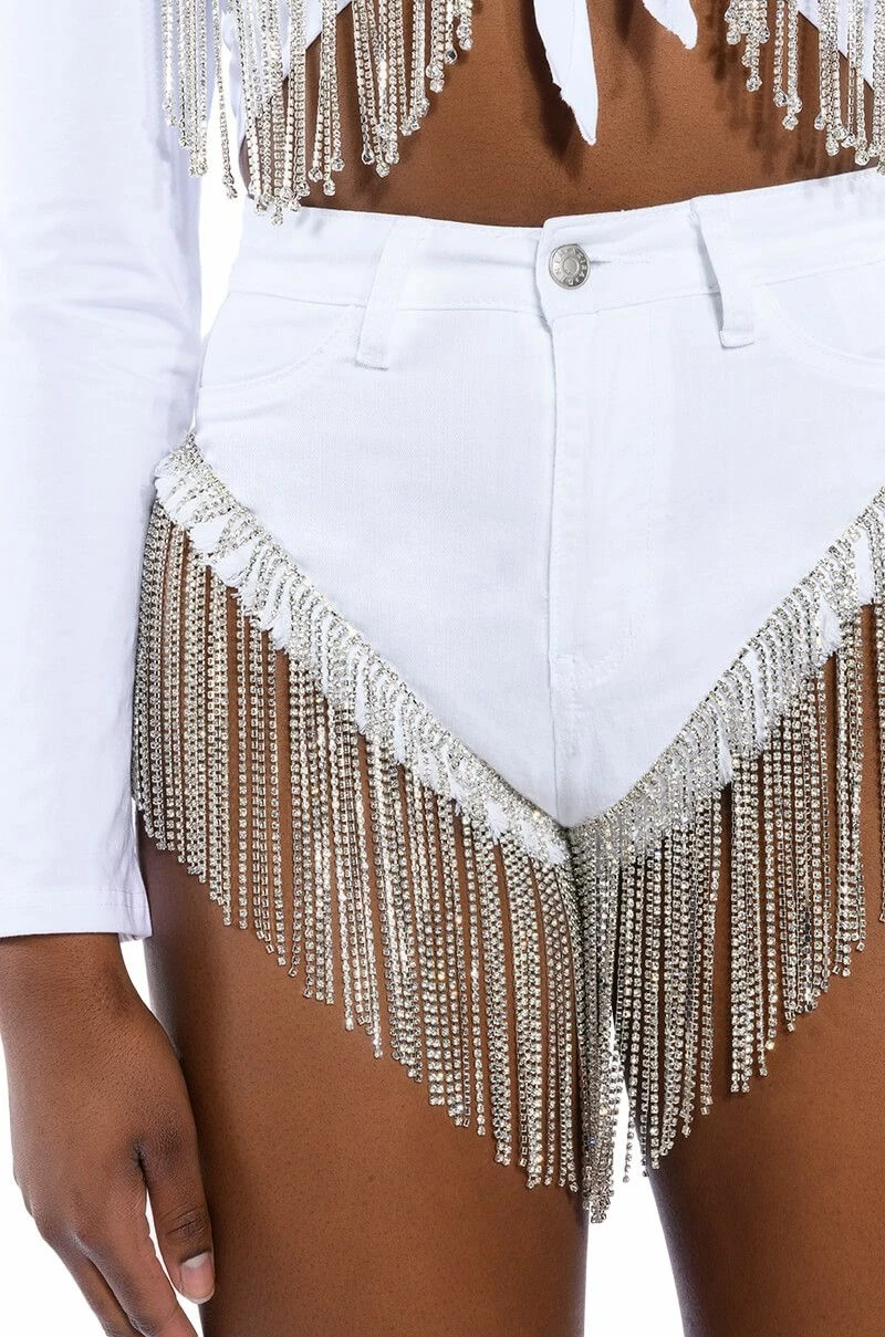 GONNA LOVE ME WATERFALL RHINESTONE DENIM SHORT 13 GONNA LOVE ME WATERFALL RHINESTONE DENIM SHORT - Image 13