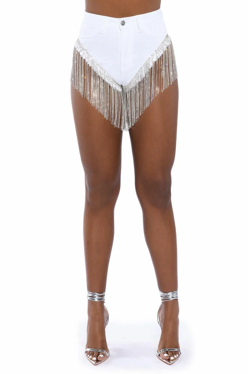 GONNA LOVE ME WATERFALL RHINESTONE DENIM SHORT 10 GONNA LOVE ME WATERFALL RHINESTONE DENIM SHORT - Image 10