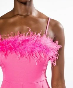 GOTTA CRUSH FEATHER TRIM WIDE LEG JUMPSUIT -FINESSE-shop gotta crush feather trim wide leg jumpsuit pink 6 6