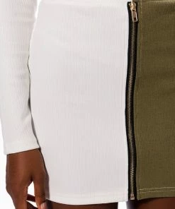 HALF N HALF ZIPPER SKIRT -FINESSE-shop half n half zipper skirt white multi 9 9
