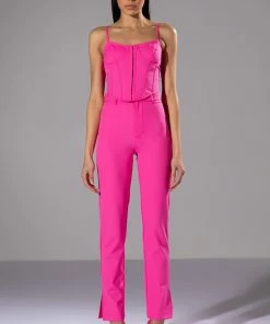 HANSEL HIGH RISE PANTS WITH SLITS 10 HANSEL HIGH RISE PANTS WITH SLITS -FINESSE-shop hansel high rise pants with slits pink 3 3
