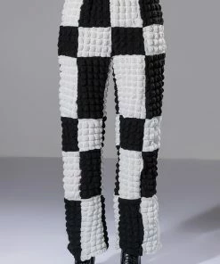 HAPPY SOUL WIDE LEG TEXTURED PANT 12 HAPPY SOUL WIDE LEG TEXTURED PANT -FINESSE-shop happy soul wide leg textured pant black white 5 5