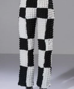 HAPPY SOUL WIDE LEG TEXTURED PANT 14 HAPPY SOUL WIDE LEG TEXTURED PANT -FINESSE-shop happy soul wide leg textured pant black white 7 7