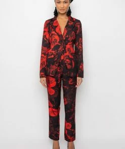 HARD TO HANDLE FLORAL TROUSERS -FINESSE-shop hard to handle floral trousers red 7 7