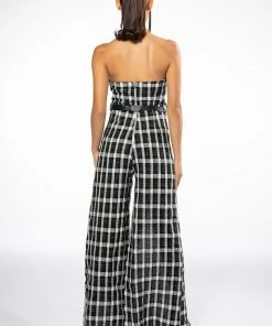 HARLEY STRAPLESS WIDE LEG HIGH SLIT JUMPSUIT -FINESSE-shop harley strapless wide leg high slit jumpsuit white black 4 4