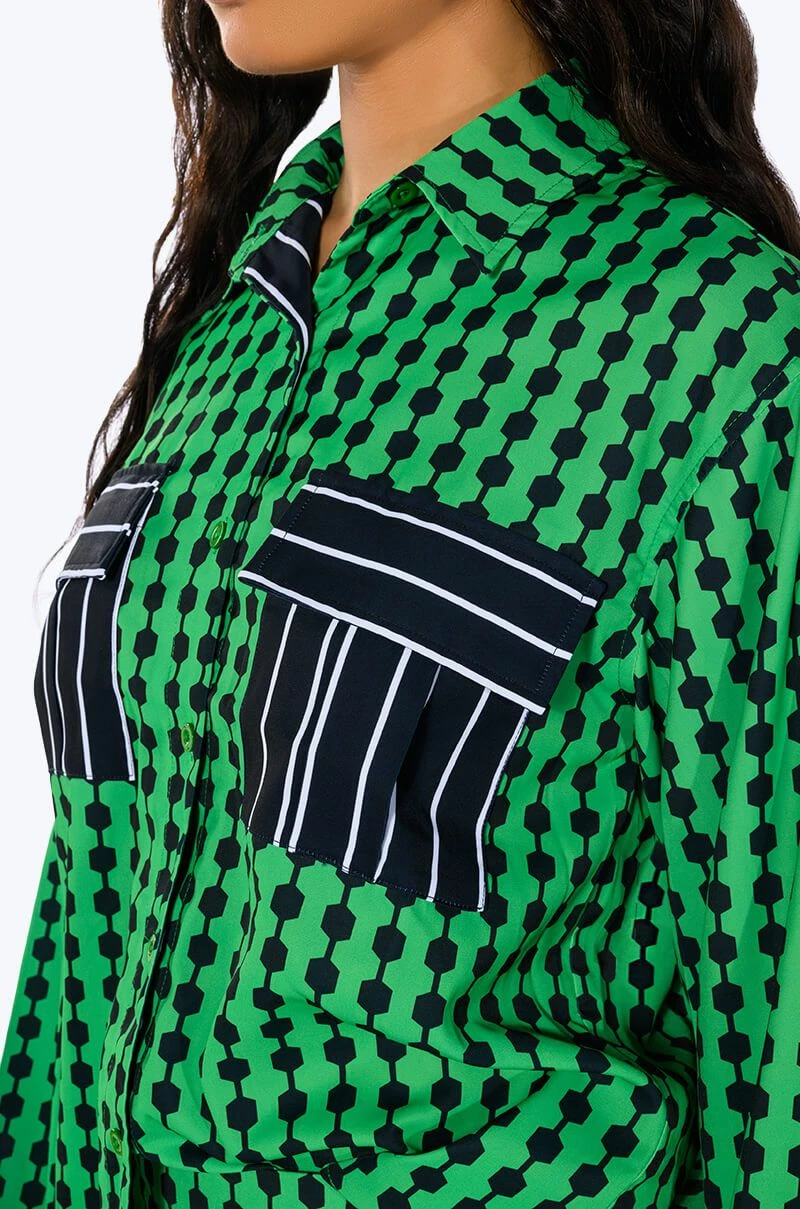 HATTIE CONTRAST BUTTON DOWN BLOUSE 7 HATTIE CONTRAST BUTTON DOWN BLOUSE - Image 7