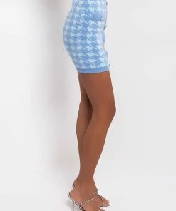 HIGH MAINTENANCE HOUNDSTOOTH MINI SKIRT -FINESSE-shop high maintenance houndstooth mini skirt blue multi 3