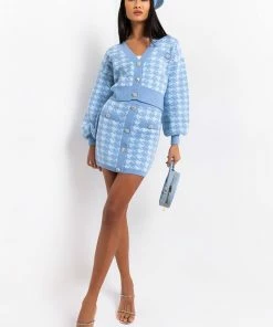 HIGH MAINTENANCE HOUNDSTOOTH MINI SKIRT -FINESSE-shop high maintenance houndstooth mini skirt blue multi 6