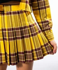 HOMECOMING BABE PLEATED MINI SKIRT -FINESSE-shop homecoming babe pleated mini skirt yellow multi 10 10