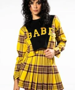 HOMECOMING BABE PLEATED MINI SKIRT -FINESSE-shop homecoming babe pleated mini skirt yellow multi 3 3