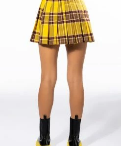 HOMECOMING BABE PLEATED MINI SKIRT -FINESSE-shop homecoming babe pleated mini skirt yellow multi 9 9