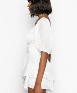 HONEY QUARTER SLEEVES ROMPER -FINESSE-shop honey quarter sleeves romper white 4 4
