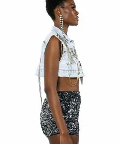 HOUDINI EMBELLISHED DENIM VEST -FINESSE-shop houdini embellished denim vest light blue denim 10 10 c1