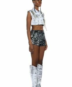 HOUDINI EMBELLISHED DENIM VEST -FINESSE-shop houdini embellished denim vest light blue denim 9 9 c1