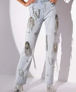 HOUDINI EMBELLISHED WIDE LEG JEAN