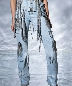 HOUDINI EMBELLISHED WIDE LEG JEAN -FINESSE-shop houdini embellished wide leg jean light blue 1 1 c1