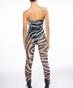 I LOVE IT ZEBRA FITTED MESH JUMPSUIT -FINESSE-shop i love it zebra fitted mesh jumpsuit black white 6 6