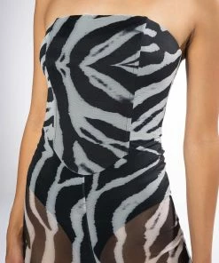 I LOVE IT ZEBRA FITTED MESH JUMPSUIT -FINESSE-shop i love it zebra fitted mesh jumpsuit black white 7 7