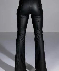 I THINK YOURE CUTE FAUX LEATHER LACE UP FLARE PANT -FINESSE-shop i think youre cute faux leather lace up flare pant black 5 5