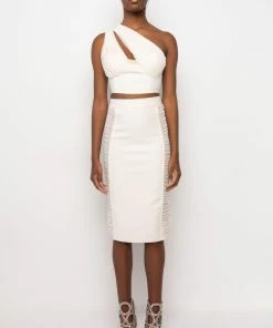 IN MY BAG MESH DETAIL BANDAGE MIDI SKIRT -FINESSE-shop in my bag mesh detail bandage midi skirt ivory 7 7