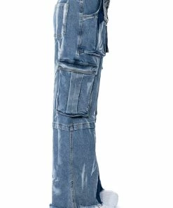 IN MY THOUGHTS ULTRA BAGGY CARGO JEANS -FINESSE-shop in my thoughts ultra baggy cargo jeans medium blue denim 6 6 c1