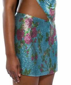IN THE MOMENT FLORAL CHAINMAIL SKIRT -FINESSE-shop in the moment floral chainmail skirt blue multi 4 4