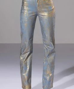 IN YOUR DREAMS METALLIC COATED PANT -FINESSE-shop in your dreams metallic coated pant blue 3 3