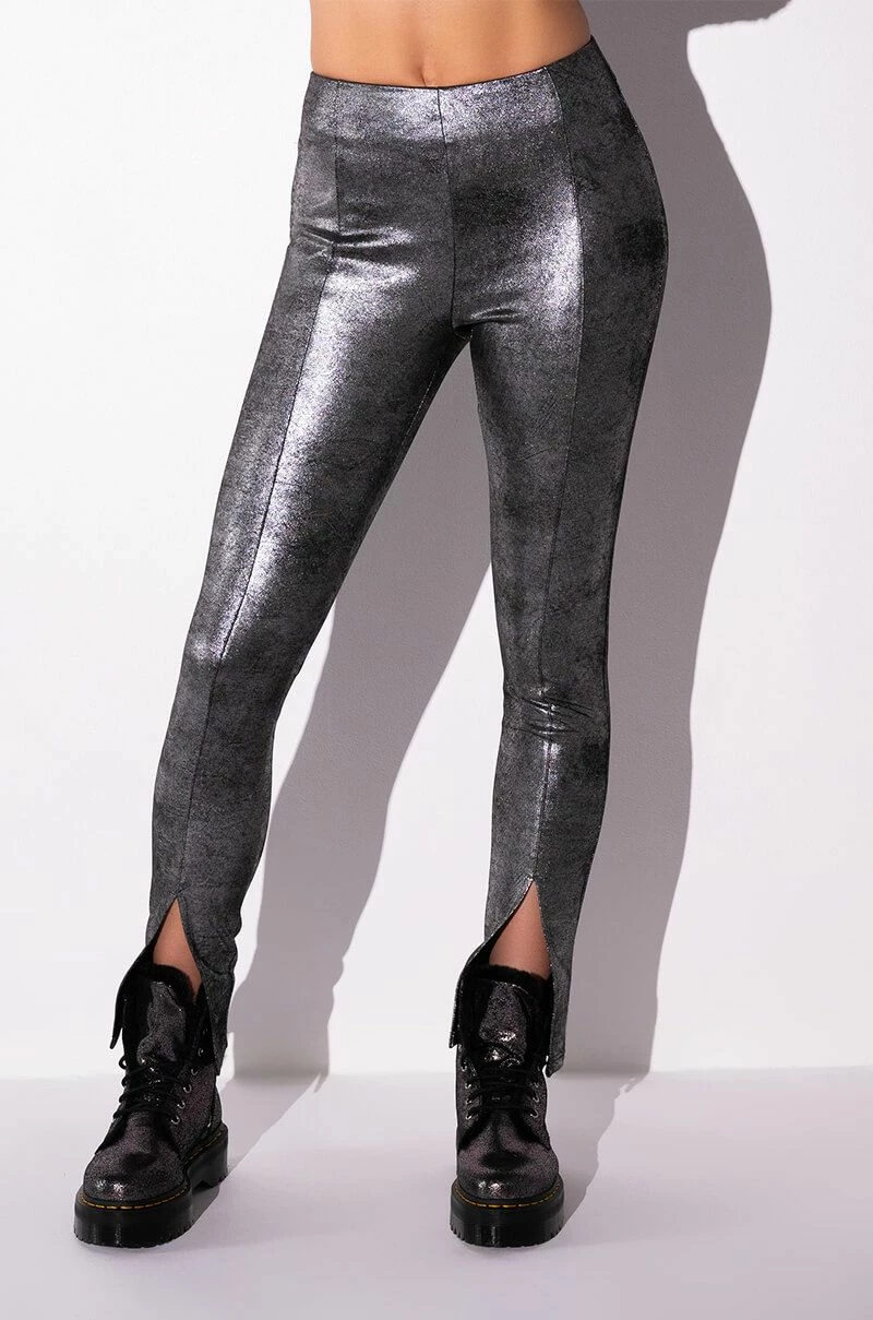INTO THE NIGHT METALLIC SPLIT HEM PANT 3 INTO THE NIGHT METALLIC SPLIT HEM PANT - Image 3