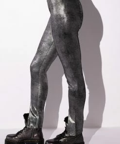INTO THE NIGHT METALLIC SPLIT HEM PANT 10 INTO THE NIGHT METALLIC SPLIT HEM PANT -FINESSE-shop into the night metallic split hem pant black silver 4 4