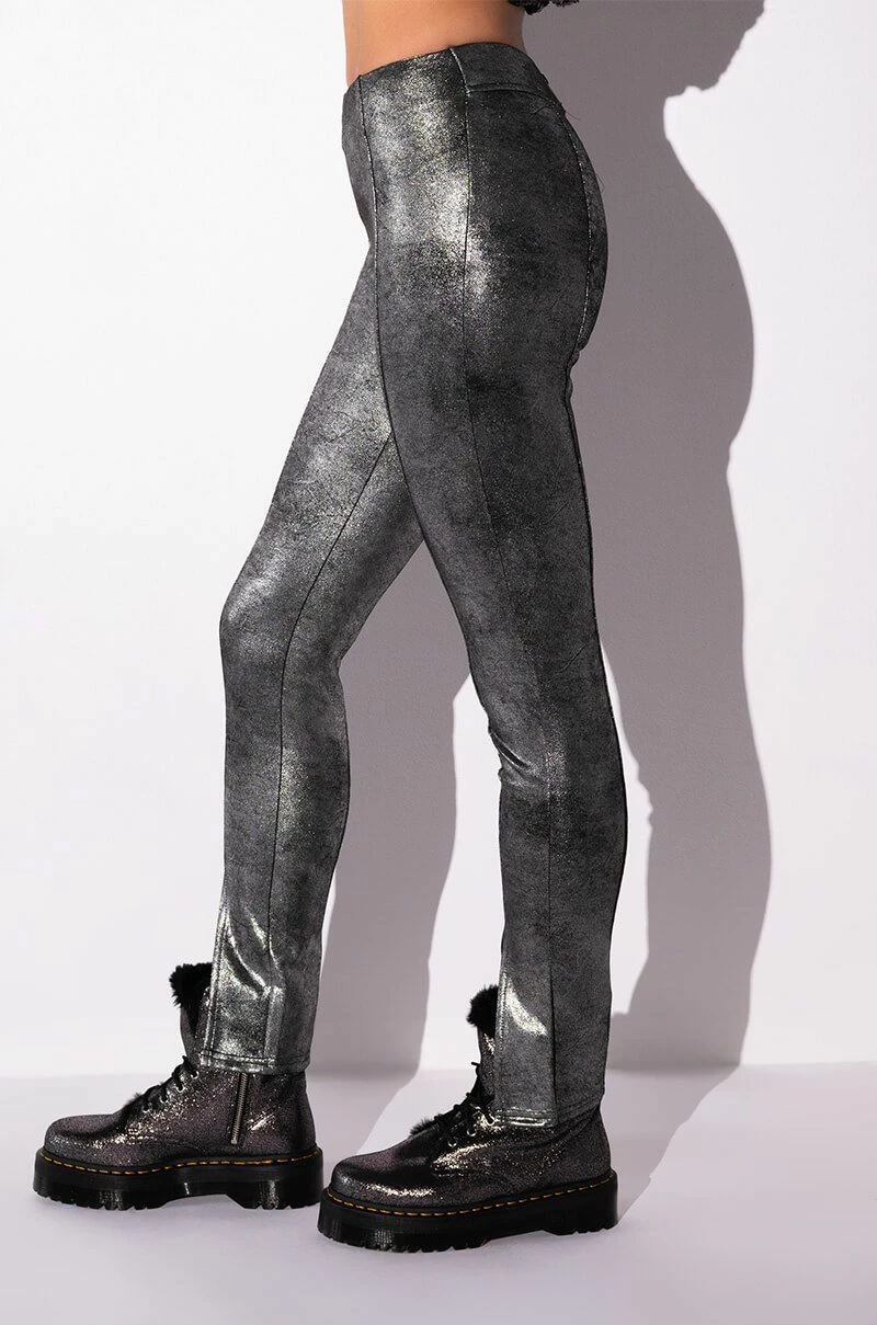 INTO THE NIGHT METALLIC SPLIT HEM PANT 4 INTO THE NIGHT METALLIC SPLIT HEM PANT - Image 4